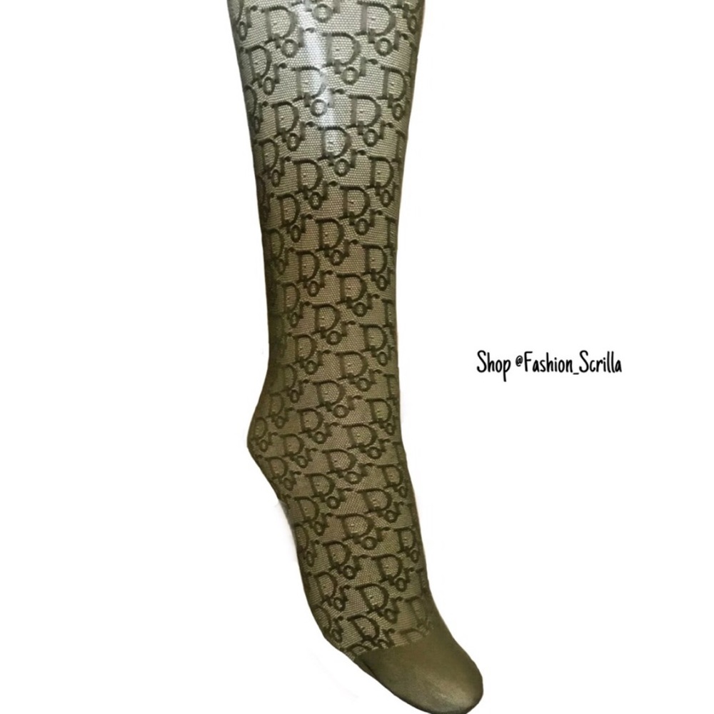 Dior Archive John Galliano Olive Green Diorissimo knee High Sock Stockings Rare - Picture 4 of 10